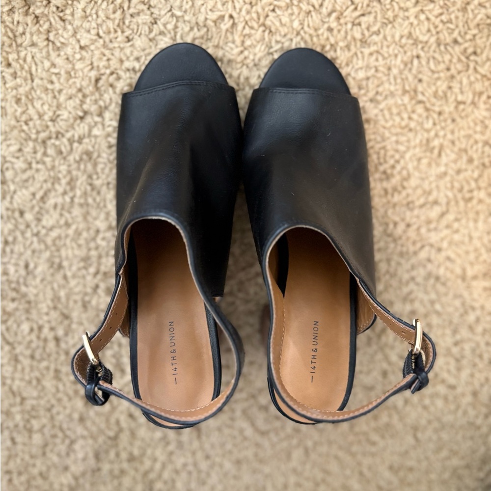 14 & Union Black Mules with Heel